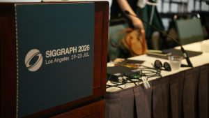 Close-up of a sign showing the SIGGRAPH 2026 logo and dates